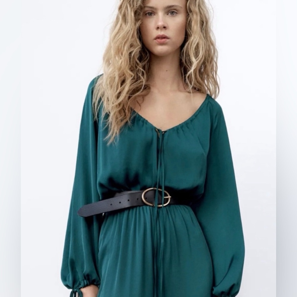 Zara Elegant Teal Long Sleeve Jumpsuit